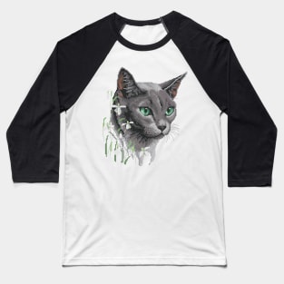 Four Seasons Winter Russian Blue Cat Baseball T-Shirt